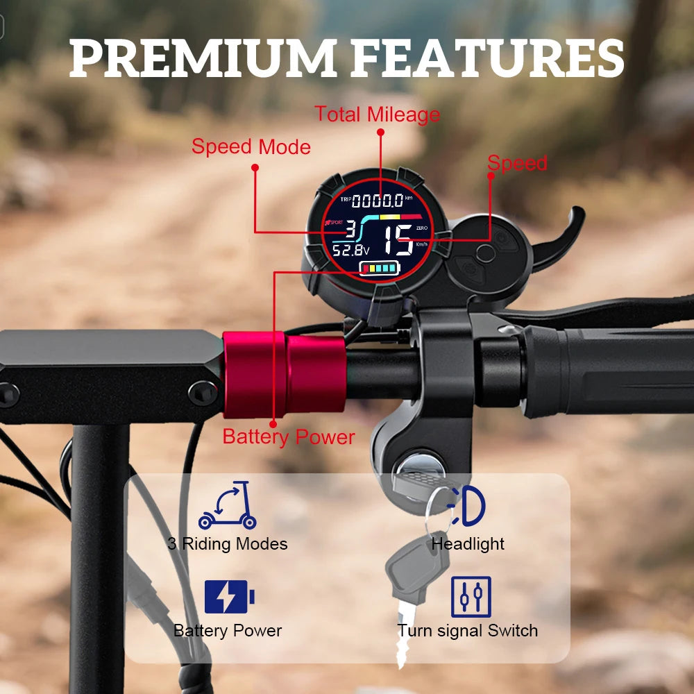 1200W Foldable Electric Scooter With Seat Off Road Tires