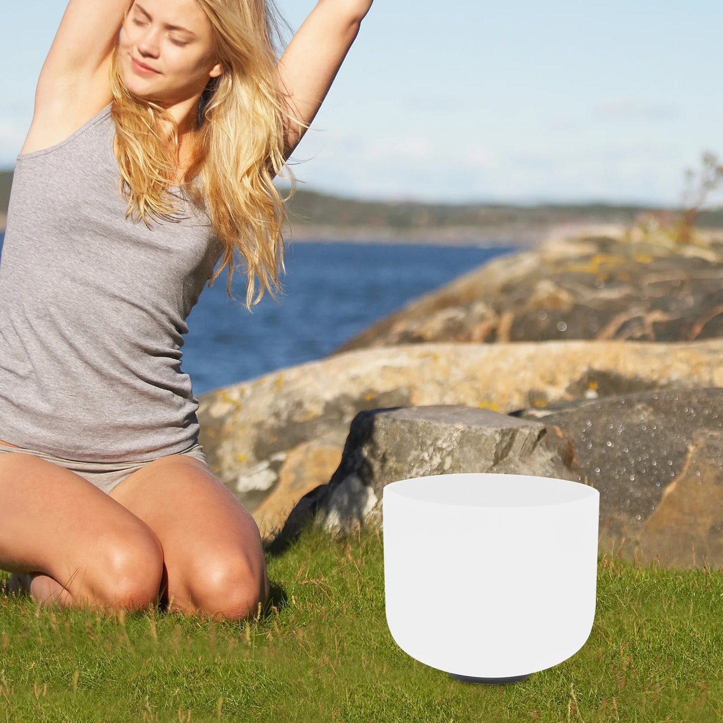 White Crystal Singing Bowl Solar Plexus Chakra 8 Helps Meditate BRAND NEW