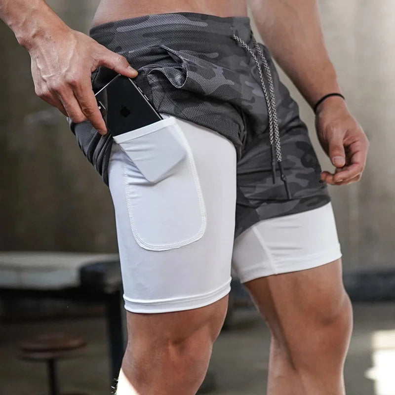 Men Running Shorts Quick Dry 2 In 1 Gymnasium Fitness