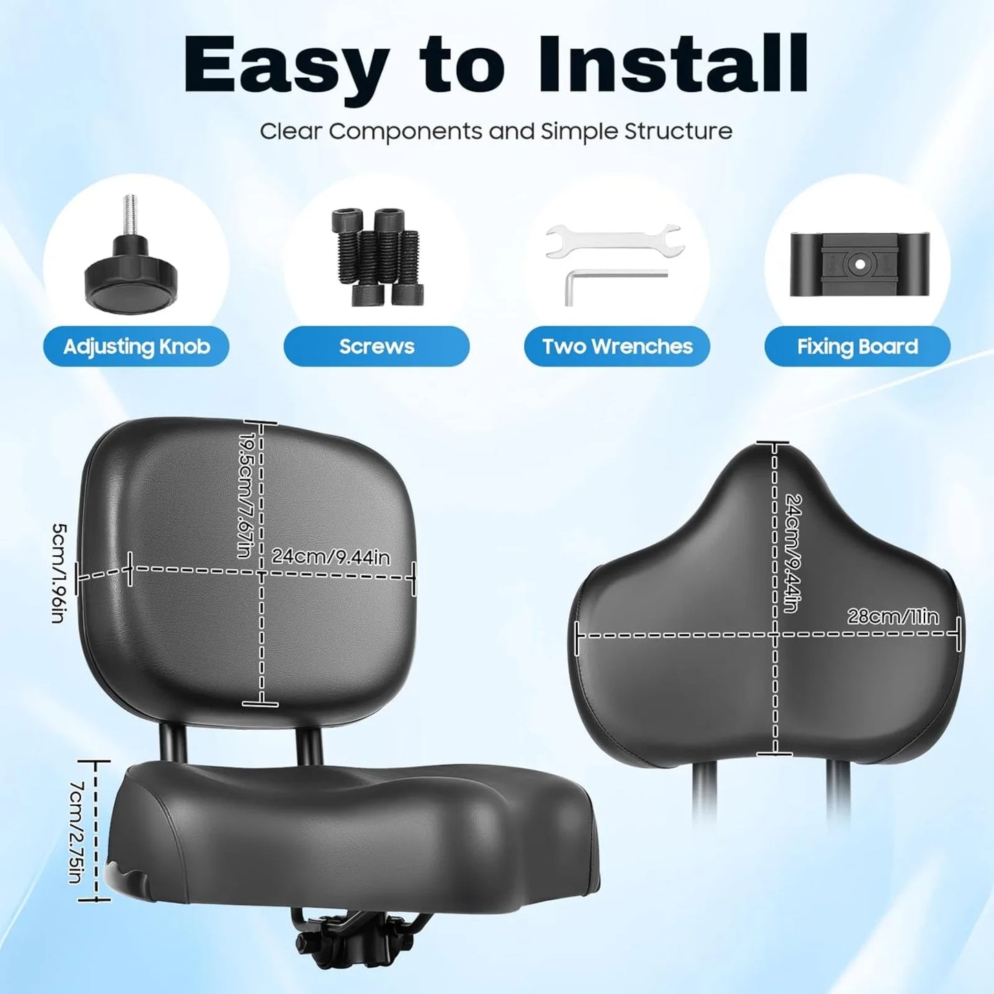 Bicycle Saddle With Back Support And Adjustable Back Rest